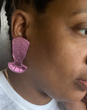 Load image into Gallery viewer, Nefertiti Bust Earrings, Dangle Acrylic Earrings, Lightweight Statement Earrings, Celebrity Face Earrings