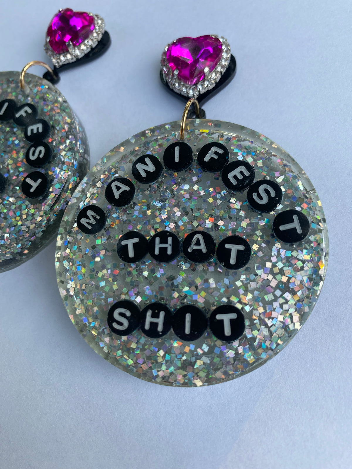 Manifest That Shit, Affirmation, Resin Earrings