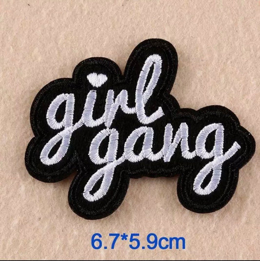 Girl Gang BLACK, Iron on Patch,Sew On, Embroidered Patches