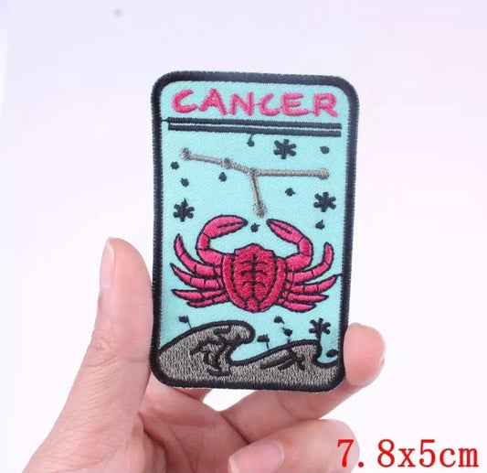 Zodiac CANCER Iron on Patch,Sew On, Embroidered Patches