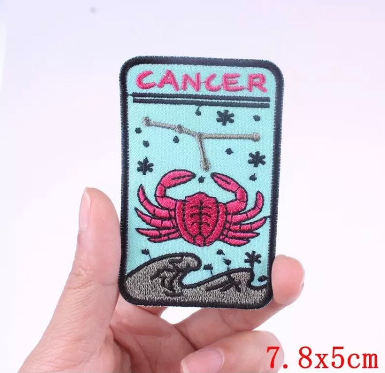 Zodiac CANCER Iron on Patch,Sew On, Embroidered Patches