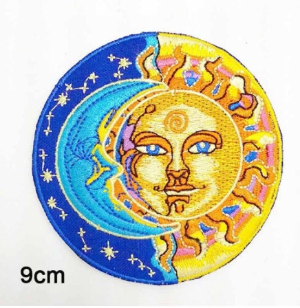 Sun and Moon, Iron on Patch,Sew On, Embroidered Patches
