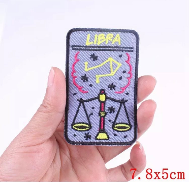 Zodiac LIBRA Iron on Patch,Sew On, Embroidered Patches