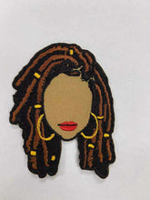 Load image into Gallery viewer, Loc&#39;d Lady Iron on Patch, Locs, Loc Lover, Naturalista, Sew On, Embroidered Patches
