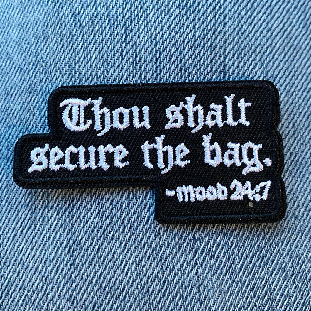 Thou shall secure the bag ,Iron on Patch,Sew On, Embroidered Patches