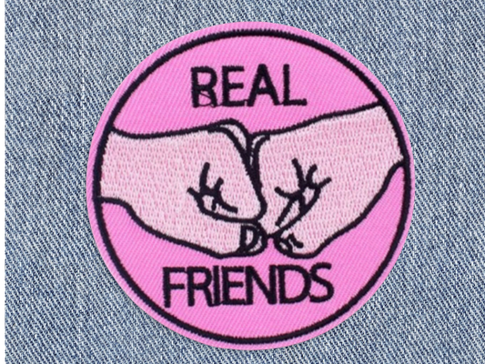 Real Friends Iron On Patch | Sew on Embroidered Patches | Aesthetic Patch for decorating | Fun Patch Badge for Crafting