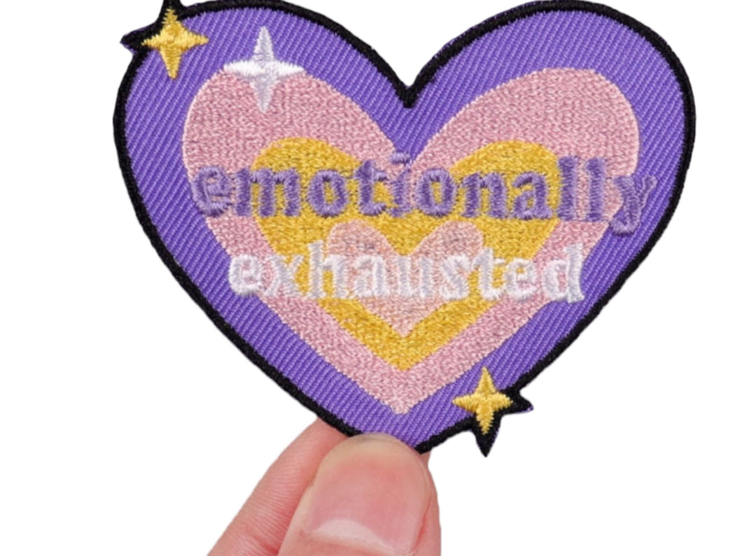 Emotionally Exhausted Iron On Patch | Sew on Embroidered Patches | Aesthetic Patch for decorating | Fun Patch Badge for Crafting