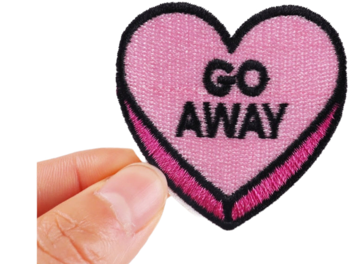 Go Away Iron On Patch | Sew on Embroidered Patches | Aesthetic Patch for decorating | Fun Patch Badge for Crafting