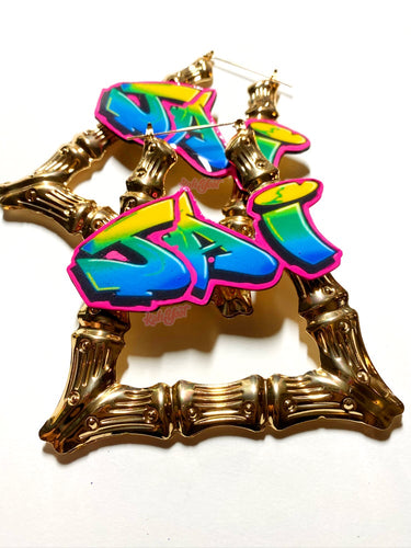 graffiti 90s bamboo earrings