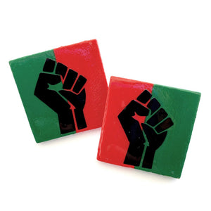 RBG Studs, Solidarity Red Black Green, Africa Fist Earrings