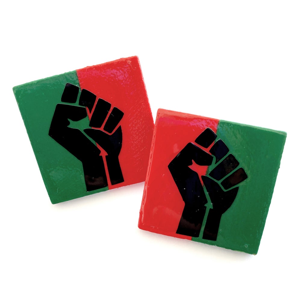 RBG Studs, Solidarity Red Black Green, Africa Fist Earrings