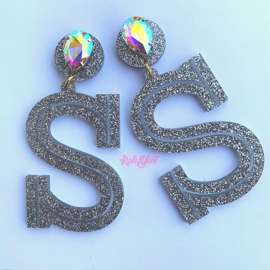 Initial Earrings, Statement Acrylic Earrings