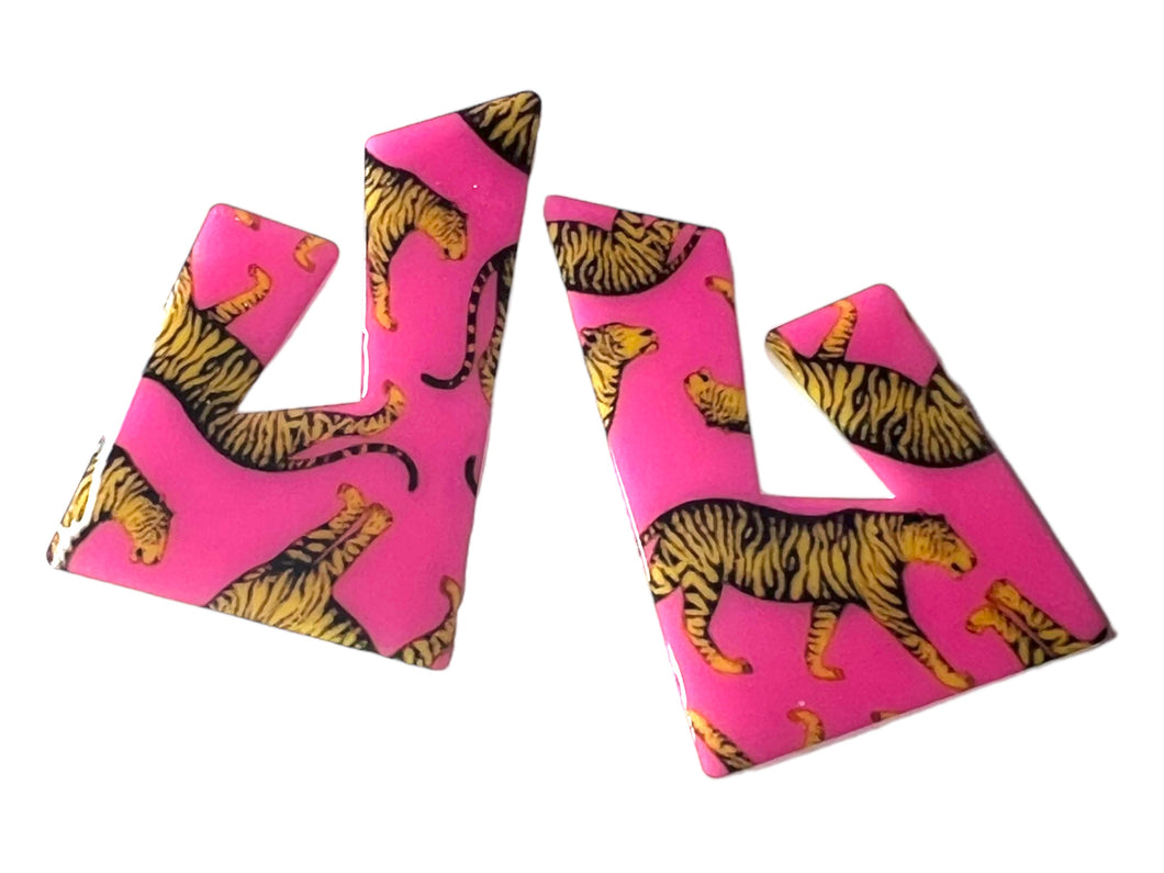 TigerPrint Bamboo Shaped Earrings