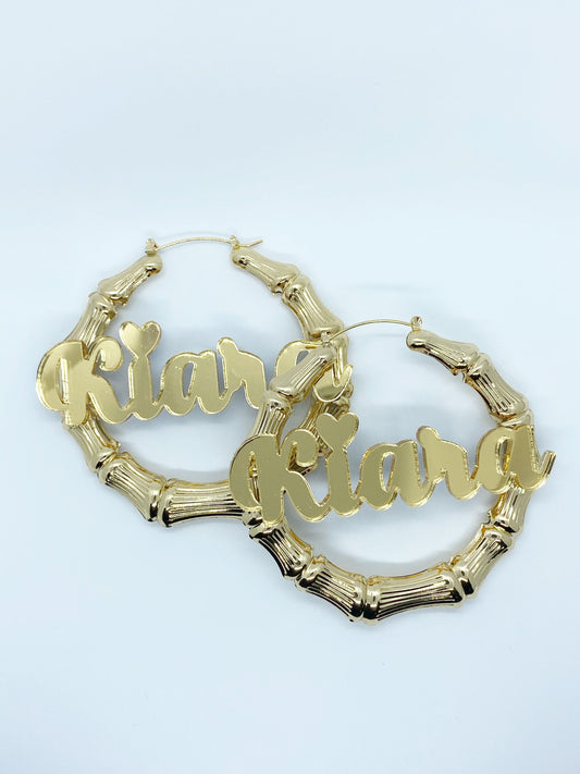 Custom Bamboo Name Earrings * Gift For Women * Name Bamboo Earrings * Monogram Jewelry * Personalized Name Earring * Bridesmaid Gift