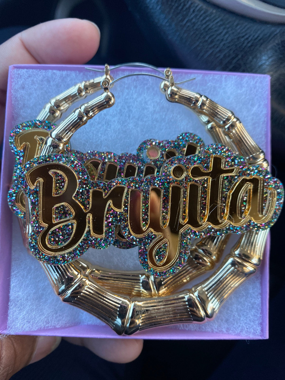Personalized Multicolor Bamboo Large Earrings for Women - Custom Acrylic Hip Hop Big Circle Bijoux Bridesmaid Gift BFF Gift