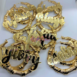 Custom Bamboo Name Earrings * Gift For Women * Name Bamboo Earrings * Monogram Jewelry * Personalized Name Earring * Bridesmaid Gift