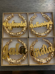 Custom Bamboo Name Earrings * Gift For Women * Name Bamboo Earrings * Monogram Jewelry * Personalized Name Earring * Bridesmaid Gift