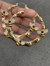 Load image into Gallery viewer, Bamboo Bumble Bee Statement Earrings - Perfect for Any Occasion
