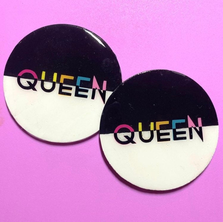 BLACK QUEEN EARRING, Queen Earring, Pretty Handpainted Tie Dye Queen Earrings Adorable Gift For Bestie