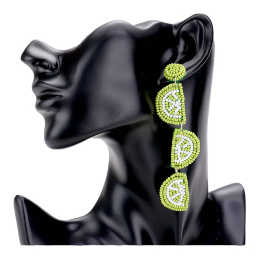 LIME EARRINGS, BEADWORK Earring, Wear These Beautiful Lime Beadwork Earrings To A Summer Party