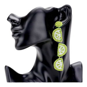 LIME EARRINGS, BEADWORK Earring, Wear These Beautiful Lime Beadwork Earrings To A Summer Party