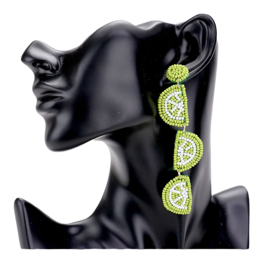 LIME EARRINGS, BEADWORK Earring, Wear These Beautiful Lime Beadwork Earrings To A Summer Party