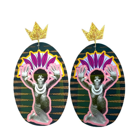 Ankara Collage Print Earrings - Colorful Jewelry for Women Oversized Dangle Earrings Bold Statement Piece