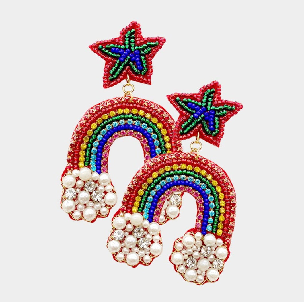 Beaded Rainbow Earrings