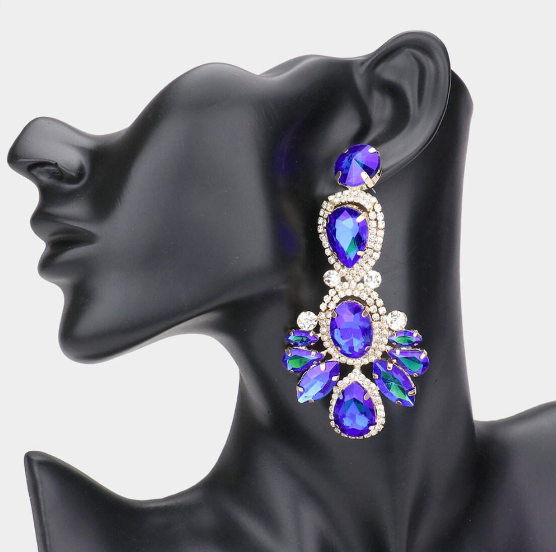 Multifaceted Stone Chandelier Earrings