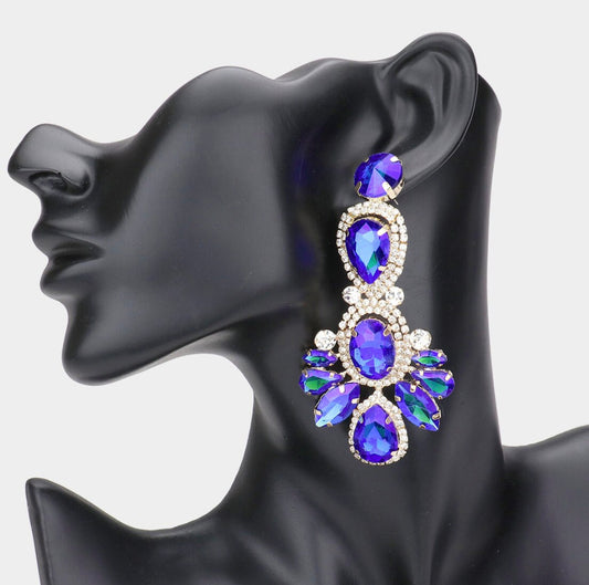 Multifaceted Stone Chandelier Earrings