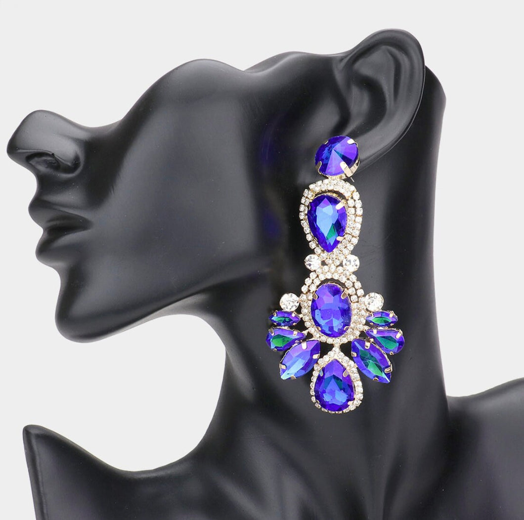 Multifaceted Stone Chandelier Earrings