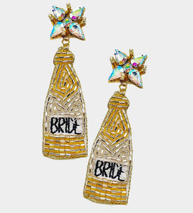 Beaded Bride Champagne Earrings