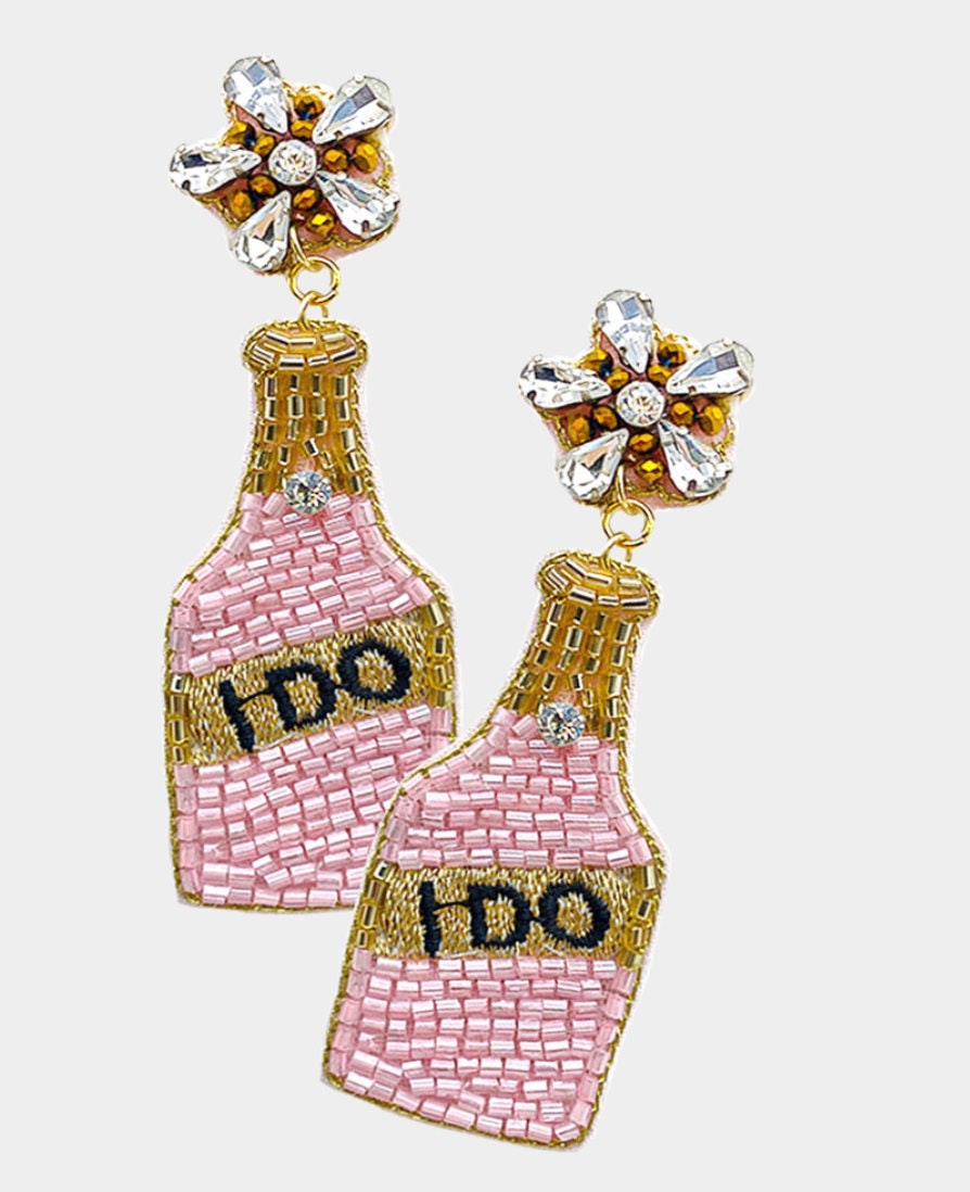 Stylish Beaded I Do Earrings - Handmade Wedding Jewelry