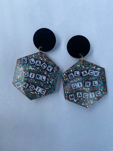 Black Girl Magic Resin Earrings