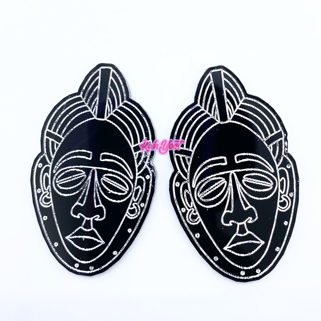 Masque, African Mask Statement Earrings