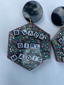 Black Girl Magic Resin Earrings