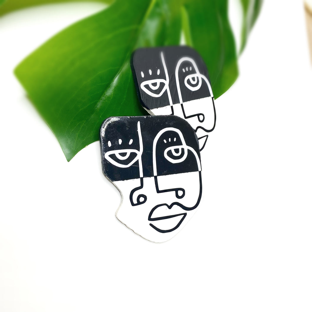 Tribal Mask Handpainted Earrings