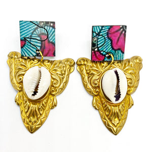 Illustrious Tribal Cowrie Bead Statement Earrings