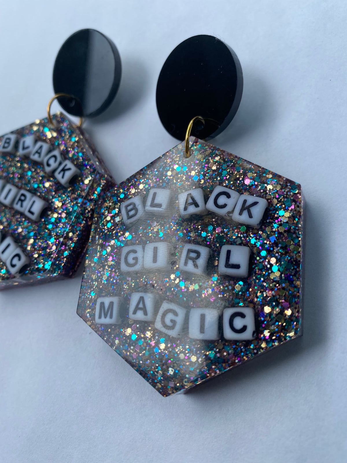 Black Girl Magic Resin Earrings