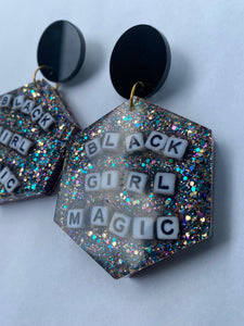 Black Girl Magic Resin Earrings