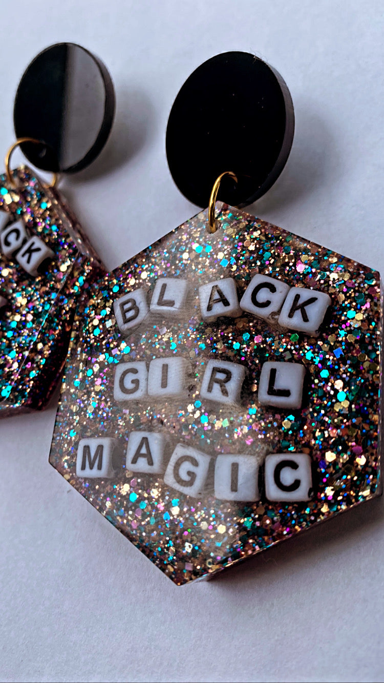 Black Girl Magic Resin Earrings