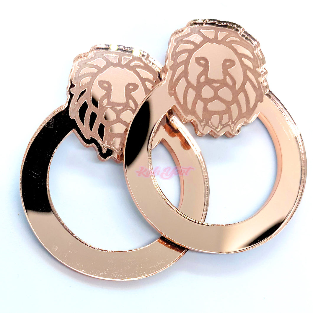 Shetara Acrylic Statement Earrings - Lion Design for Bold Fashion